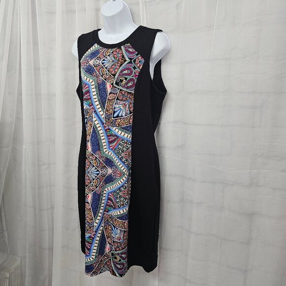 Nicole Miller Dress Black Art Deco Sleeveless Sheath Bodycon L NWT - Picture 5 of 13